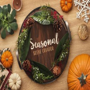 万圣节/感恩节/圣诞节场景样机素材包v1 Seasonal Scene Creator Volume 1