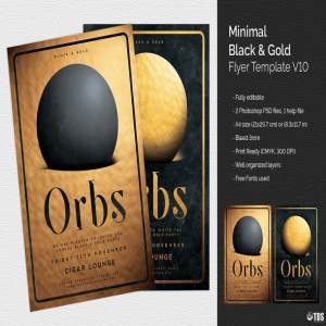 极简主义黑金风格传单PSD模板v10 Minimal Black Gold Flyer PSD V10