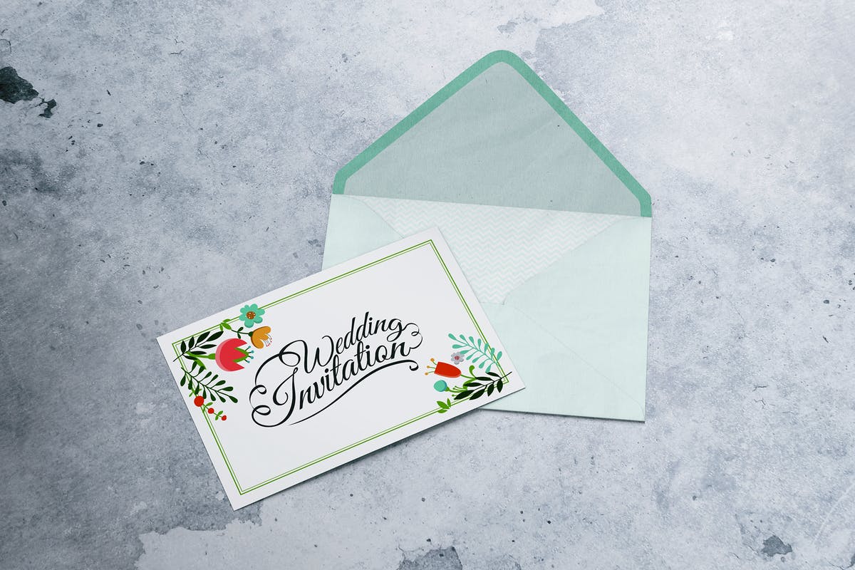 A6明信片/信封/邀请函/传单样机 A6 Postcard & Envelope / Invitation / Flyer MockUp