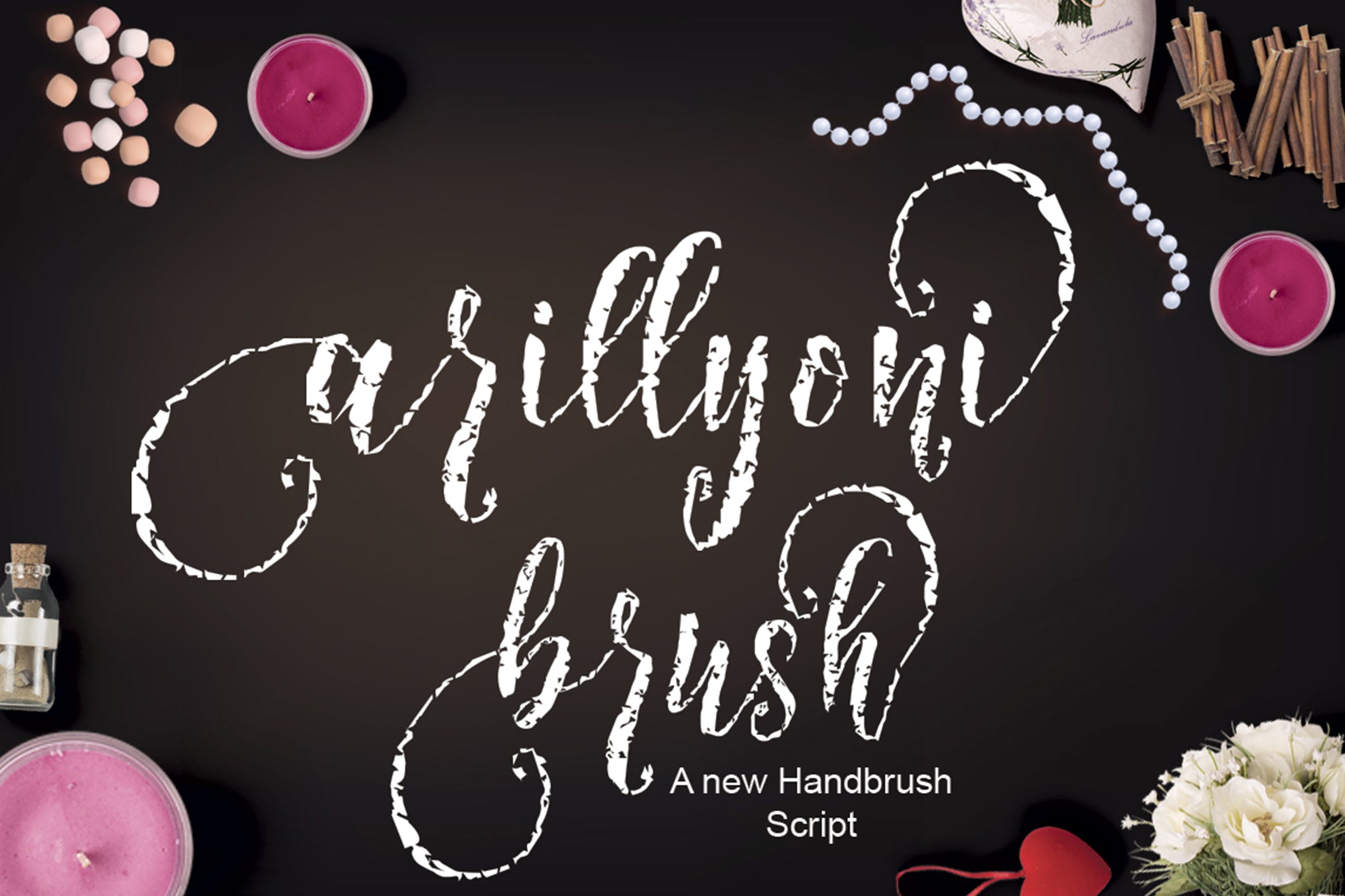 仿珍珠项链英文笔刷艺术字体下载 Arillyoni Brush