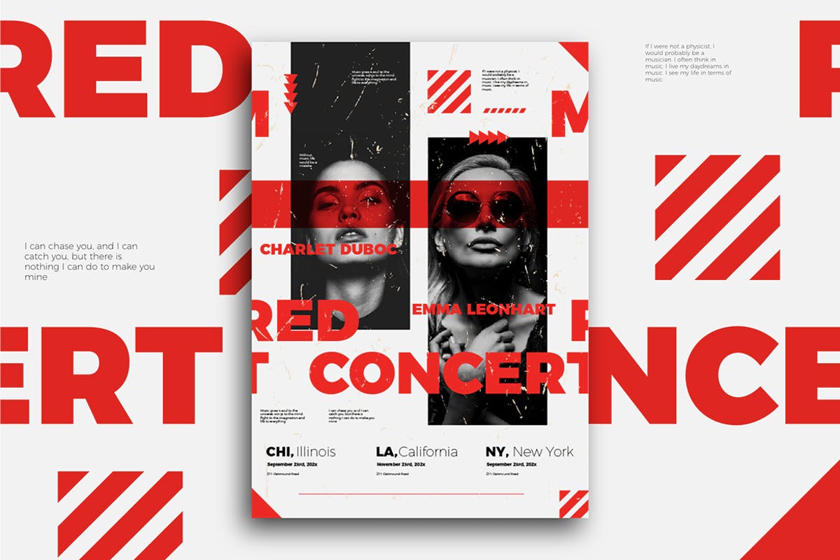 独奏歌手演唱会人物海报传单设计模板 Solo singer Flyer