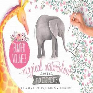 水彩动物&花卉插画合集 Watercolor animals & flowers vol 3