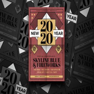 复古设计风格2020年新年庆祝活动海报传单模板 New Year Party Flyer插图2
