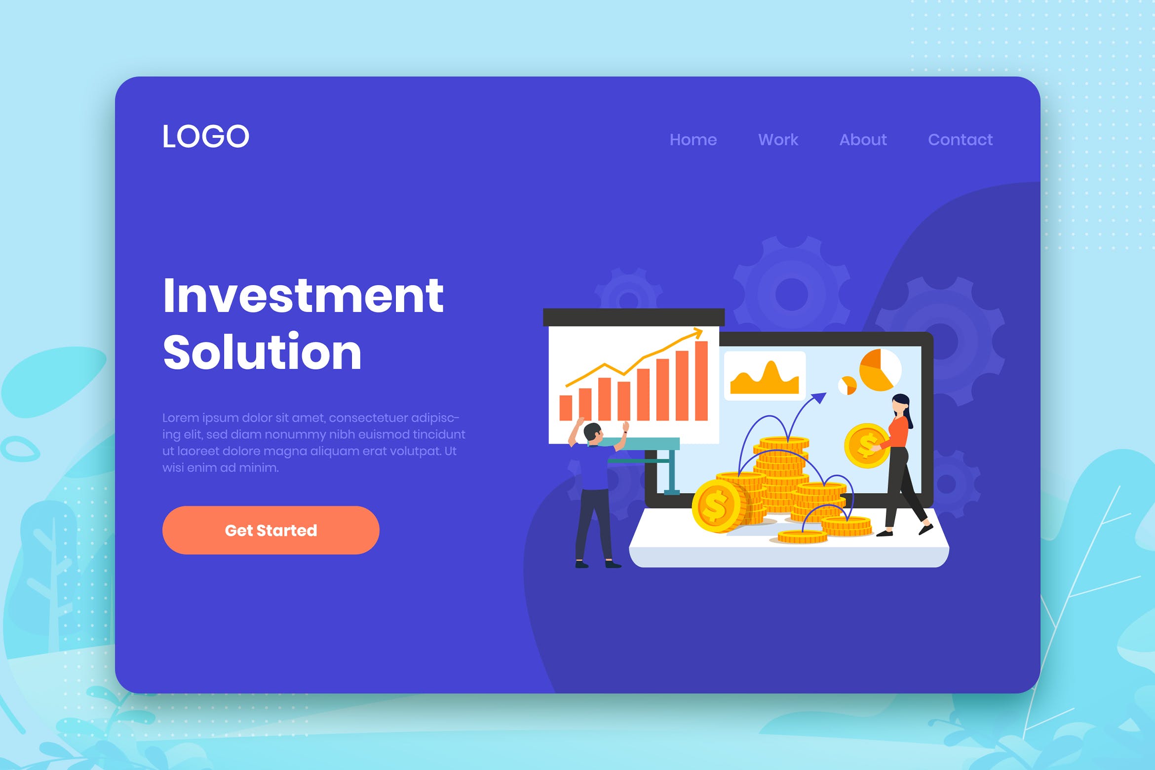 投资解决方案主题网站着陆页设计模板 Investment Solution landing page template