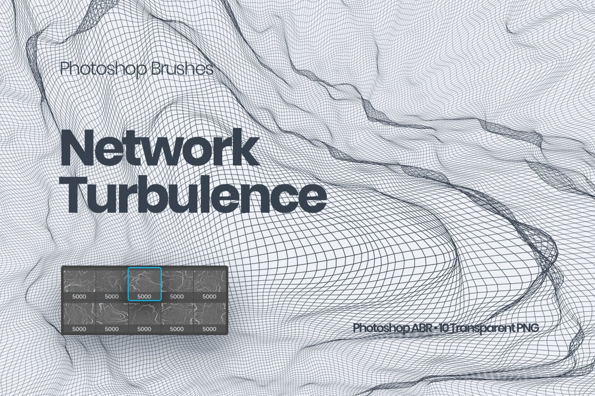 抽象网络信号波纹图案PS笔刷 Network Turbulence Photoshop Brushes