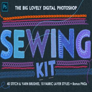 仿真缝纫和刺绣针织效果Photoshop套件 Sewing & Embroidery Photoshop Kit