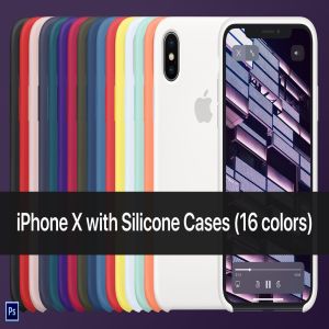 iPhone X与硅胶包装VI样机展示模型mockups