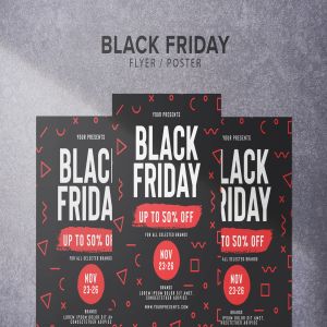 黑色星期五超低折扣活动海报传单设计模板 Black Friday Flyer