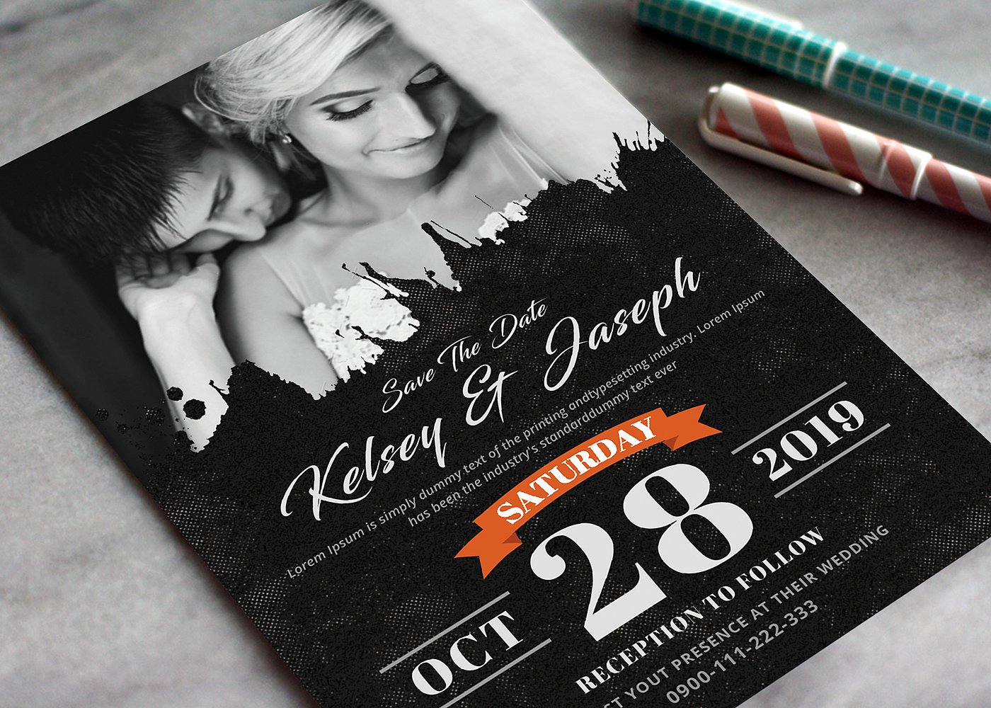 海报风格婚礼邀请函设计套装 Wedding Invitation