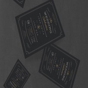 复古黑色婚礼邀请函PSD模板 Vintage Black Wedding Invitation