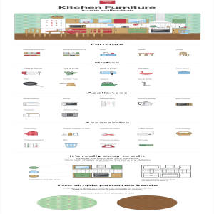 免费有有趣的厨房家具类图标套装下载[EPS]