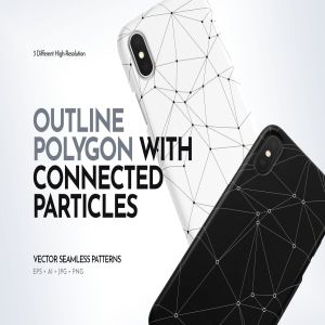 粒子连接几何多边形无缝图案设计素材 Polygon with Connected Particles Seamless Patterns