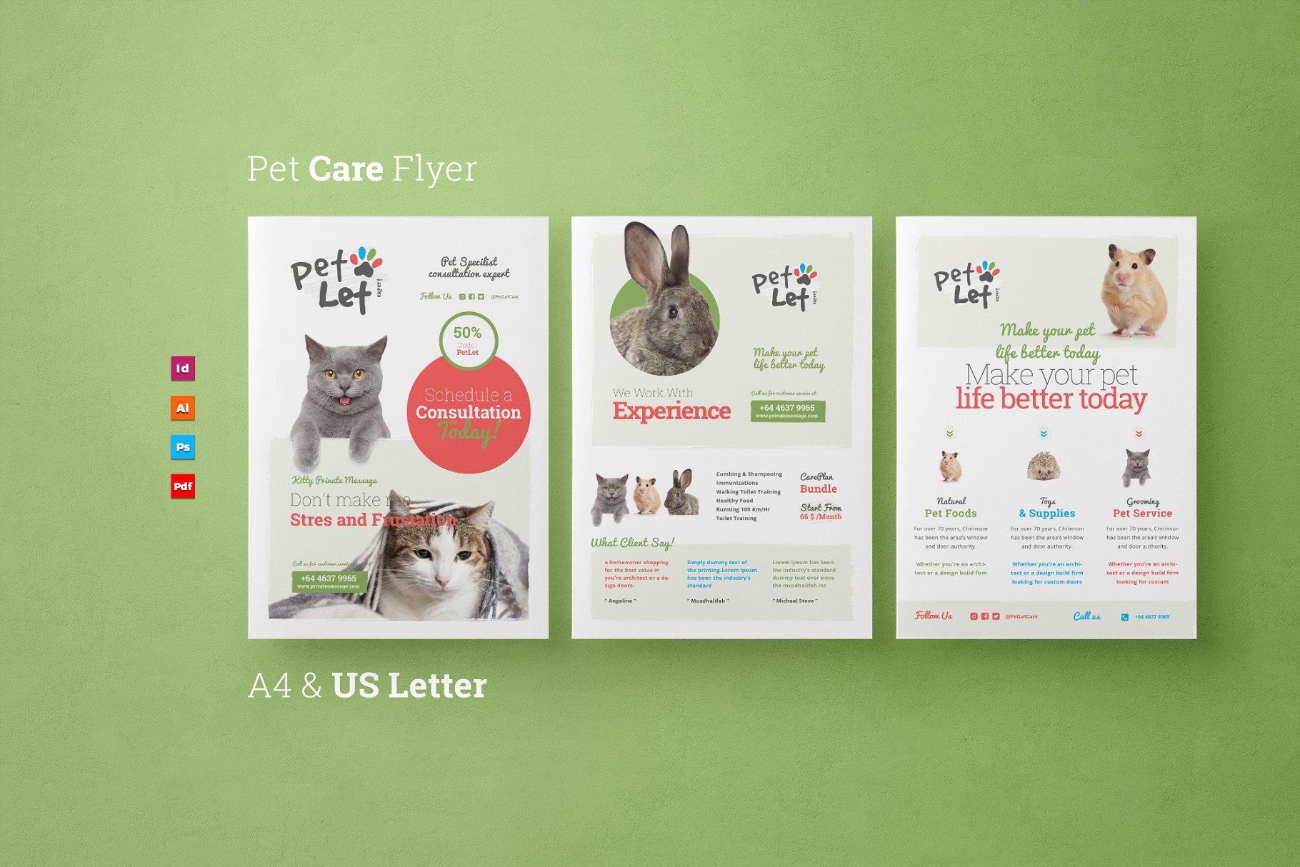 宠物医院海报宣传传单模板 Pet Flyer