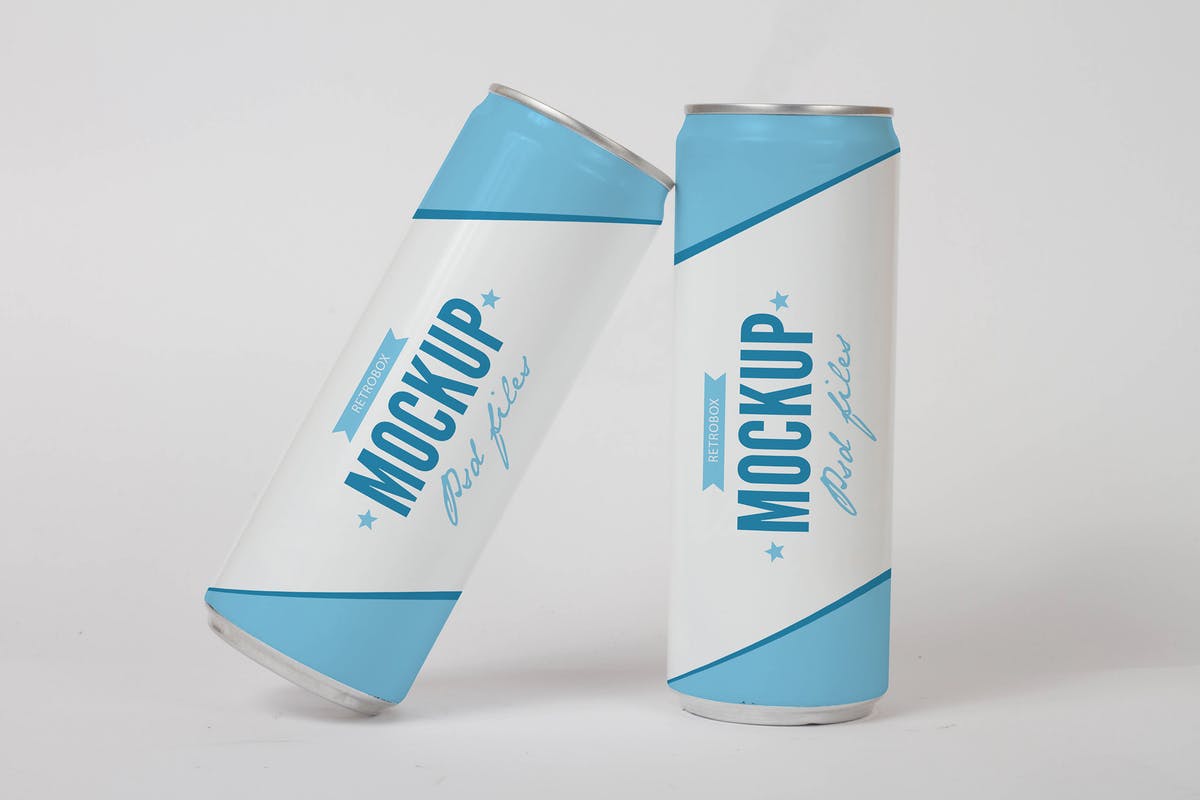 苏打水/啤酒易拉罐样机设计模板 Large Can Mock Up