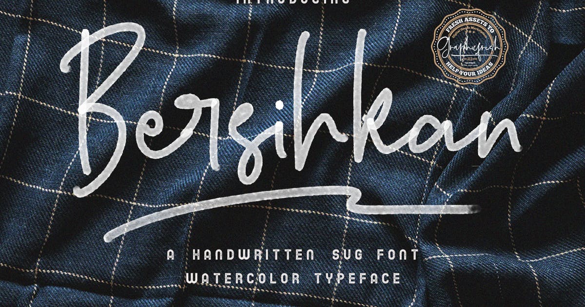 个性的水彩签名SVG手写签名字体下载 Bersihkan – Watercolor Signature SVG