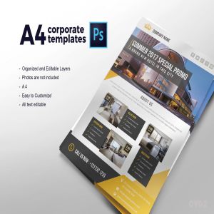 高端酒店预订海报传单设计模板 flyer corporate