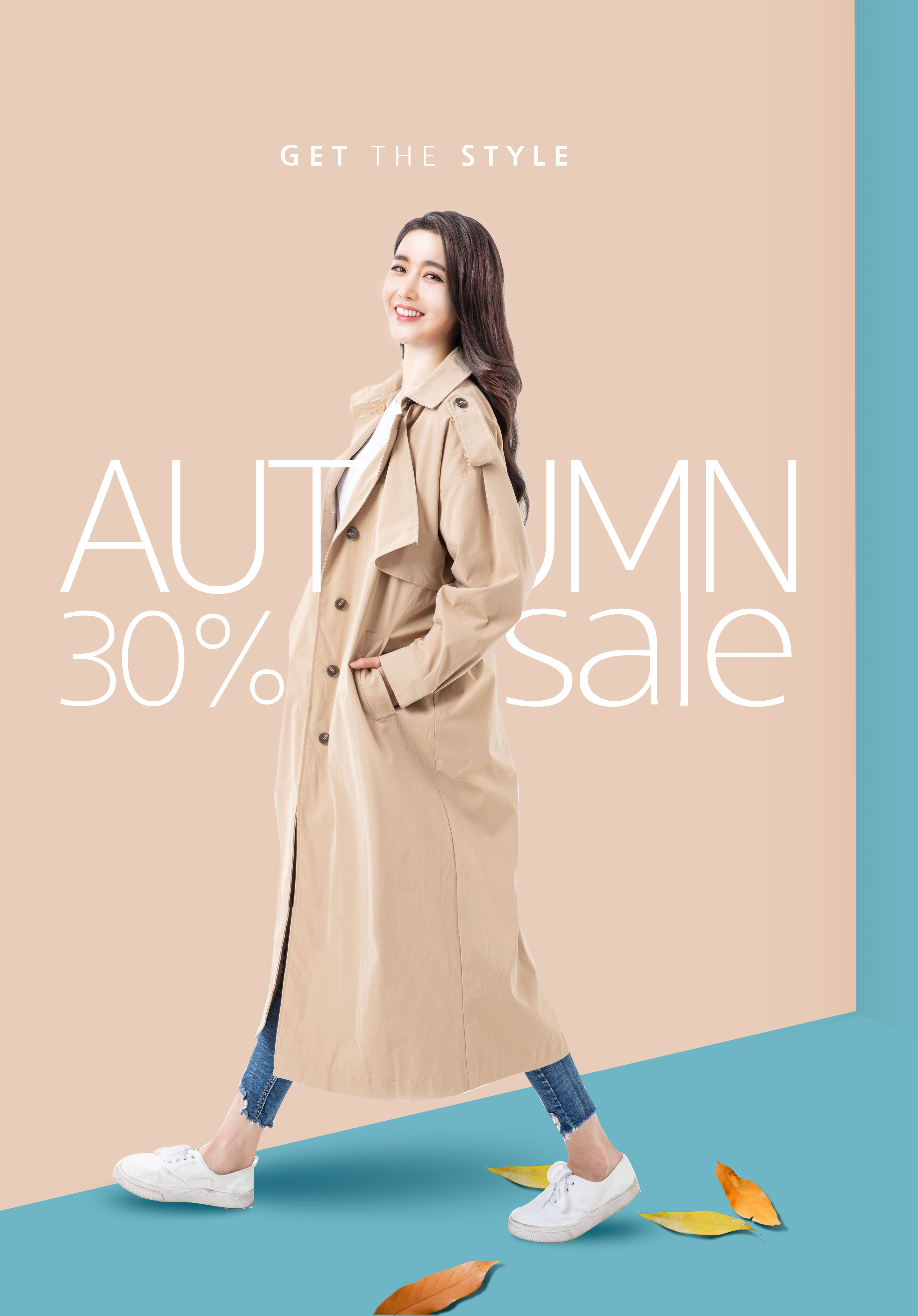 秋季大衣折扣促销活动广告电商海报模板