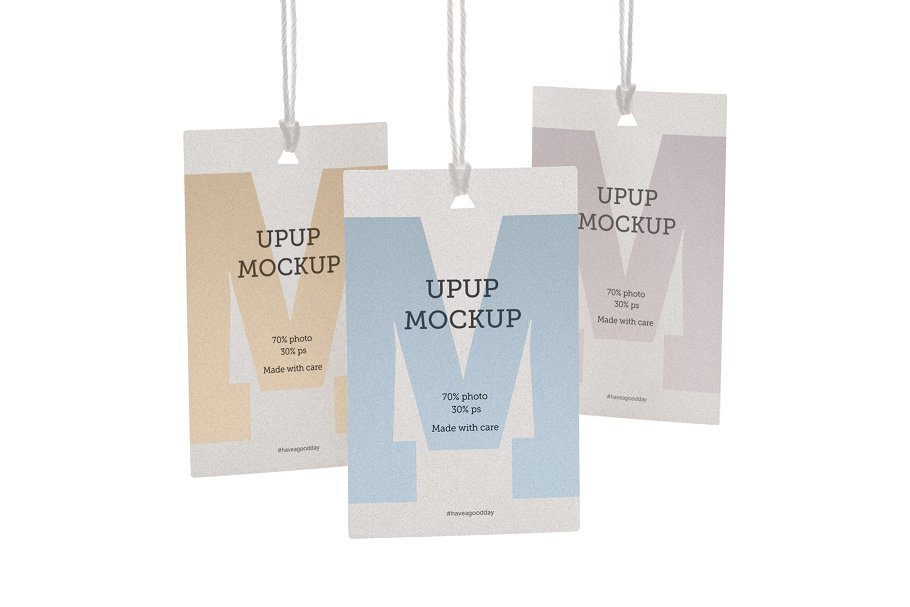 服装挂牌吊牌标签样机模板 Clothes label tag blank white mockup