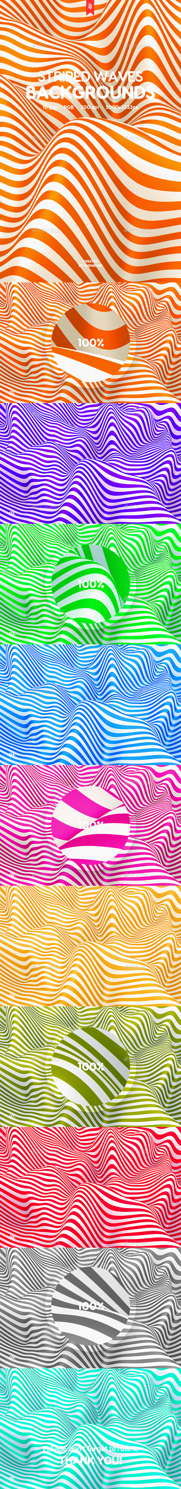 条纹波浪背景纹理 Striped Waves Backgrounds