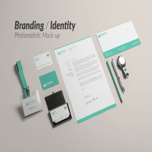 企业品牌办公文具等距样机模板 Branding / Identity Mock-up