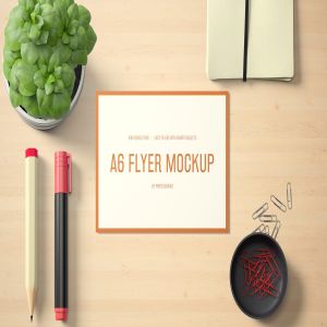 高品质A6横向传单样机套装v1 A6 Landscape Flyer Mockup Set 1