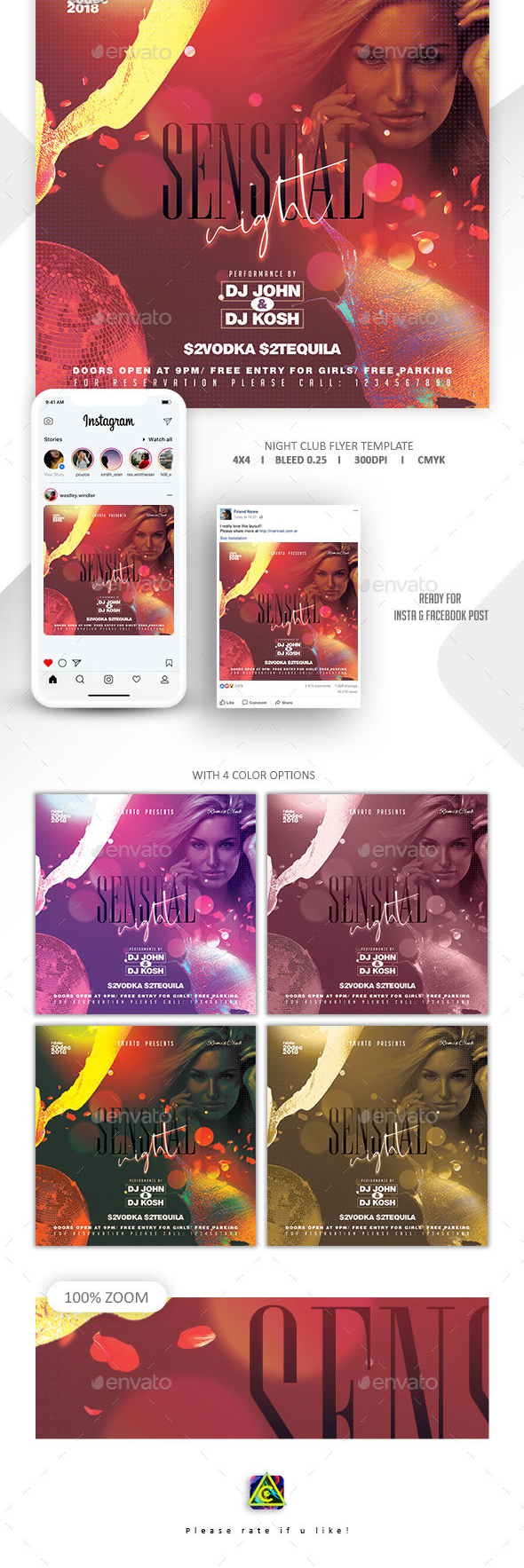 时尚高端的夜总会宣传海报模板 Night Club Flyer Template [psd]