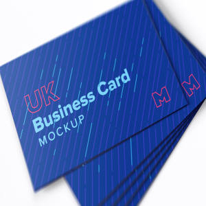 UK尺寸标准企业名片设计效果图预览样机模板04 UK Business Cards Mockup 04插图1