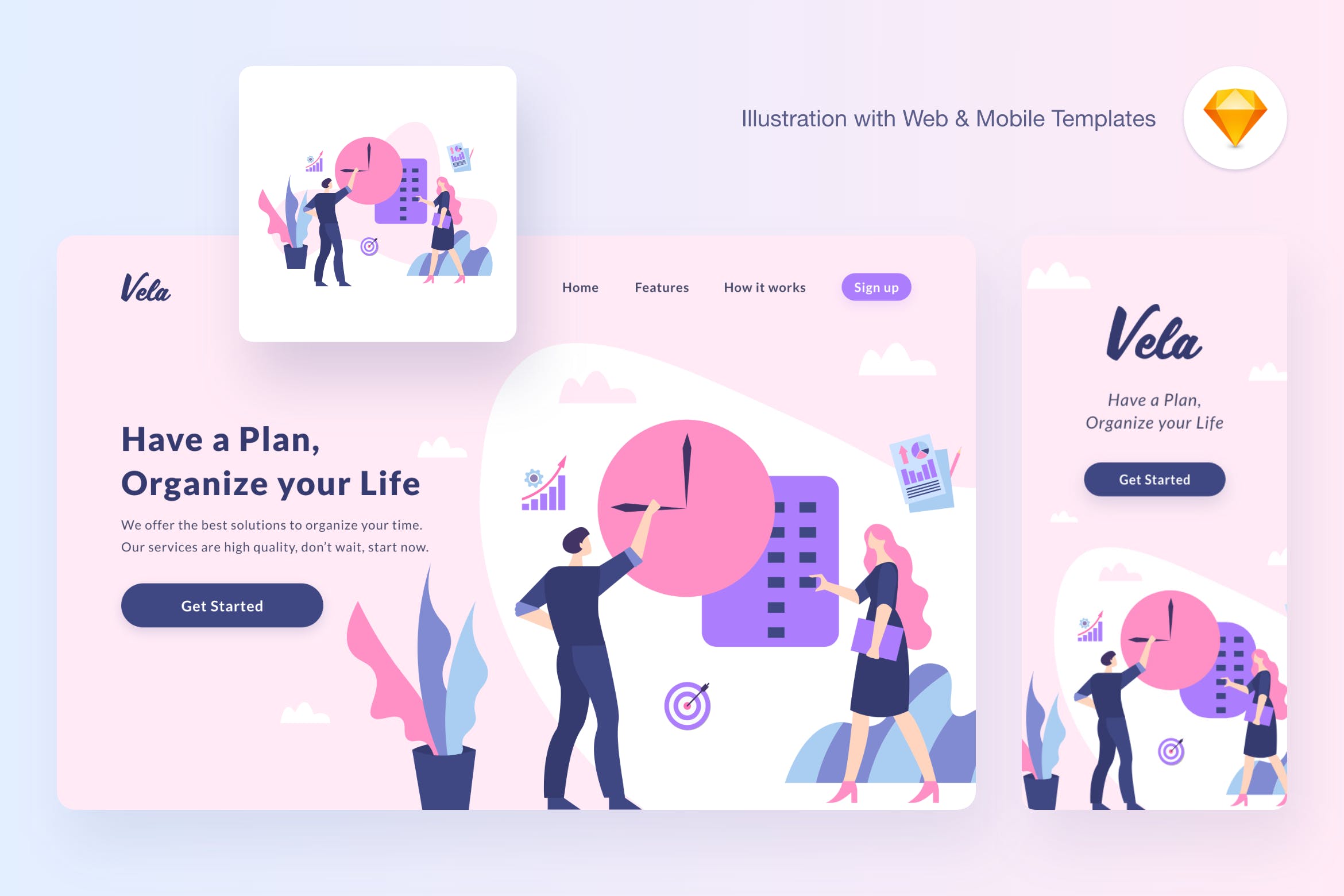 项目管理主题概念插画设计素材[SKETCH&SVG] Vela planning illustration (Sketch, SVG)