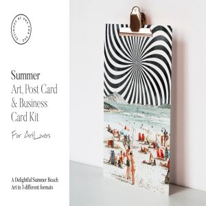 夏日海滩水彩艺术办公文具设计套装 Summer Beach Art & Stationary Kit