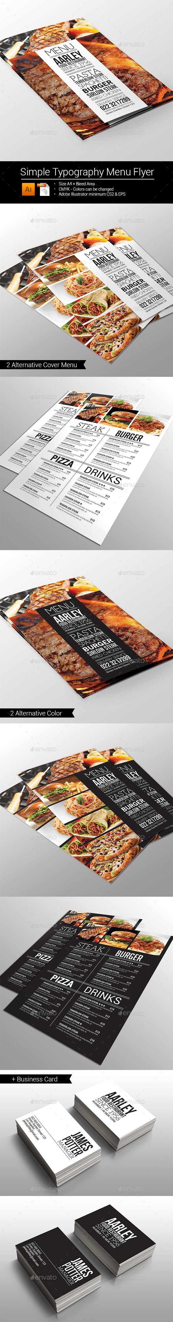 简约的排版餐厅菜单传单设计模板