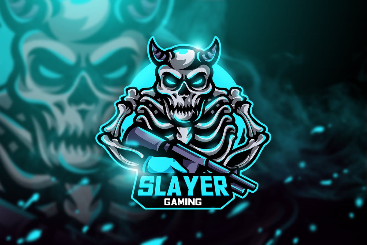 杀手骷髅游戏竞技俱乐部战队队徽Logo模板 Slayer Gaming – Mascot & Esport Logo