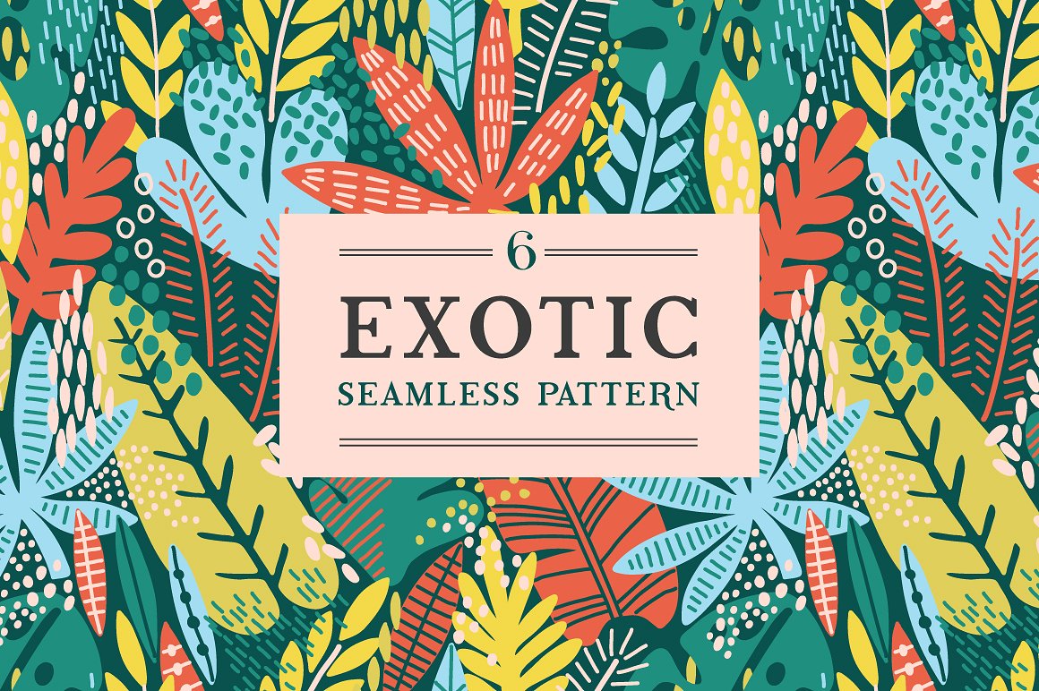 色彩鲜艳的异域风情叶子图案 Exotic leaves patterns