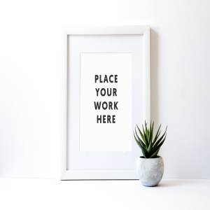 花式白框多肉值物场景样机 Styled White Frame with Succulent