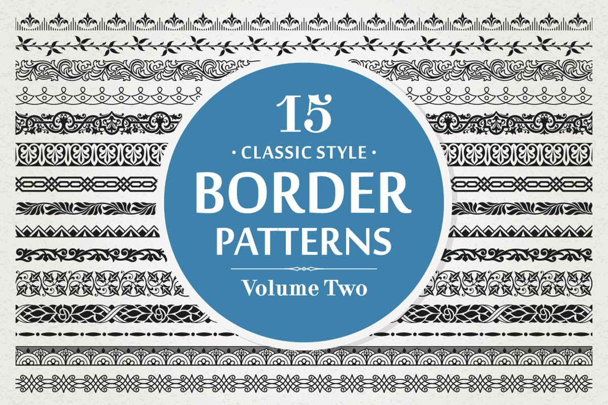 15款经典矢量边框图案花纹v2 15 Vector Border Patterns Classic Style Volume 2