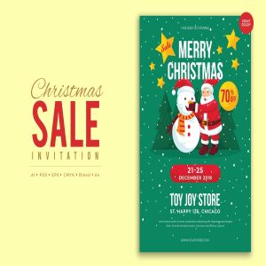 圣诞节商店促销活动传单设计模板V3 Merry Christmas Sale Flyer PSD and Vector Vol.3