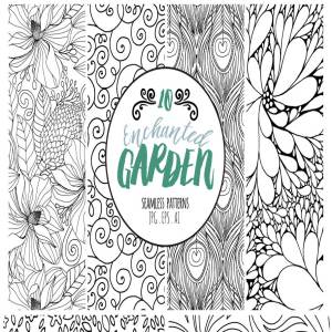 魔幻花卉图案纹理 Enchanted Floral Repeat Patterns