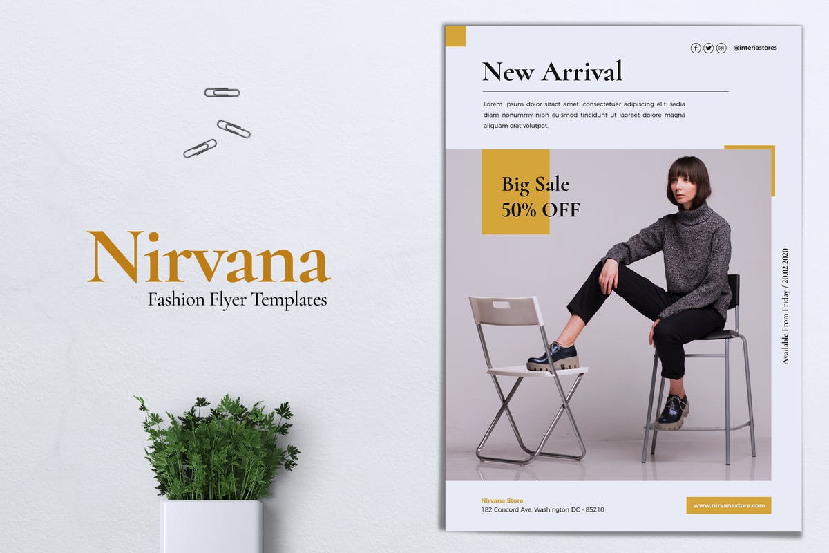 时尚服饰品牌故事海报设计模板 NIRVANA Fashion Store Flyer