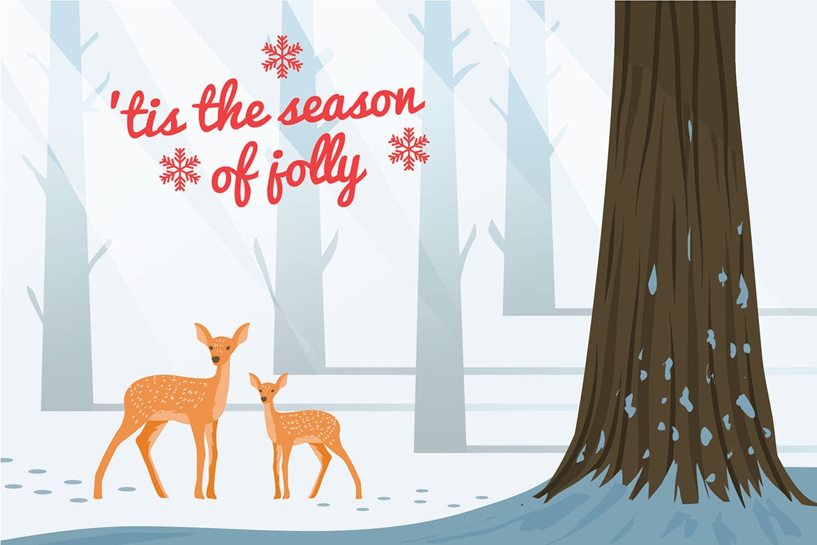 亲子活动主题梅花鹿矢量插画素材 Deer – Vector Illustration