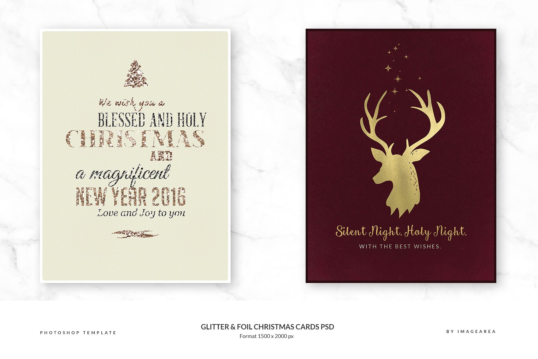 闪粉&金箔圣诞卡PSD模板合集 Glitter & Foil Christmas Cards PSD