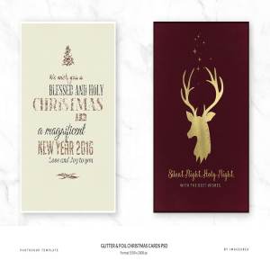 闪粉&金箔圣诞卡PSD模板合集 Glitter & Foil Christmas Cards PSD