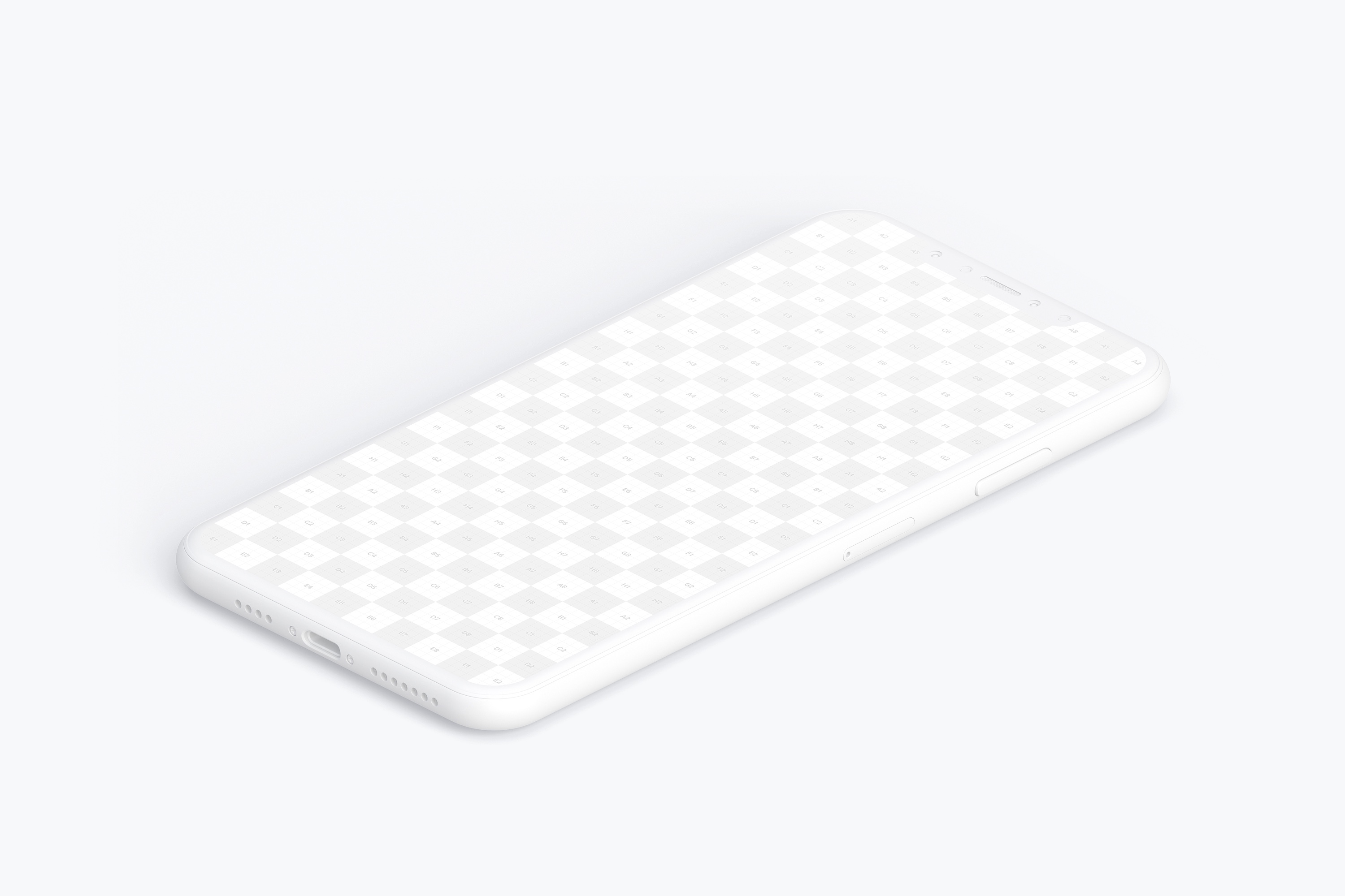 iPhone XS Max智能手机APP应用UI设计效果图右视图样机 Isometric Clay iPhone Xs Max Mockup, Right View