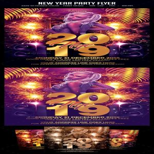 2019年新年派对海报模板 New Year Party Flyer [psd]