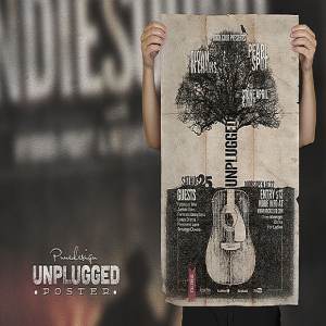 复古做旧吉他音乐会宣传单模板 Unplugged – Poster