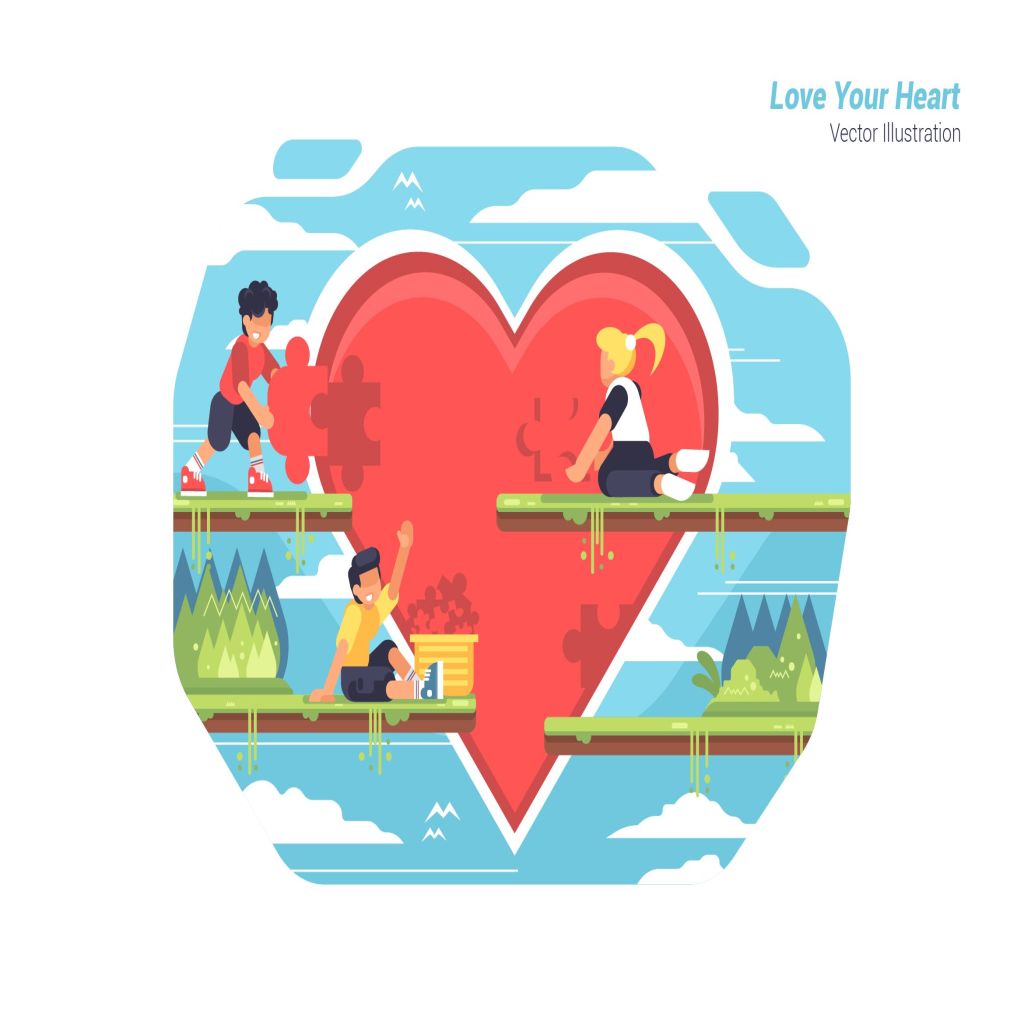爱心拼凑矢量手绘插画设计素材 Love Your Heart – Vector Illustration插图