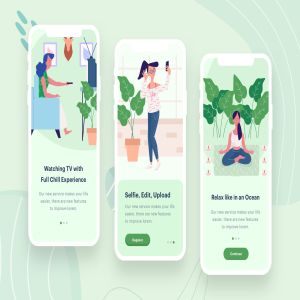 女性时尚生活APP应用启动页概念插画素材 Women’s Behaviour Illustration