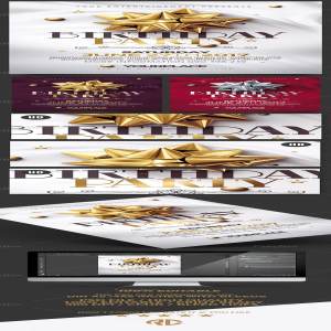 生日派对邀请函 PSD 模板 Birthday Invitation 3 Psd Template