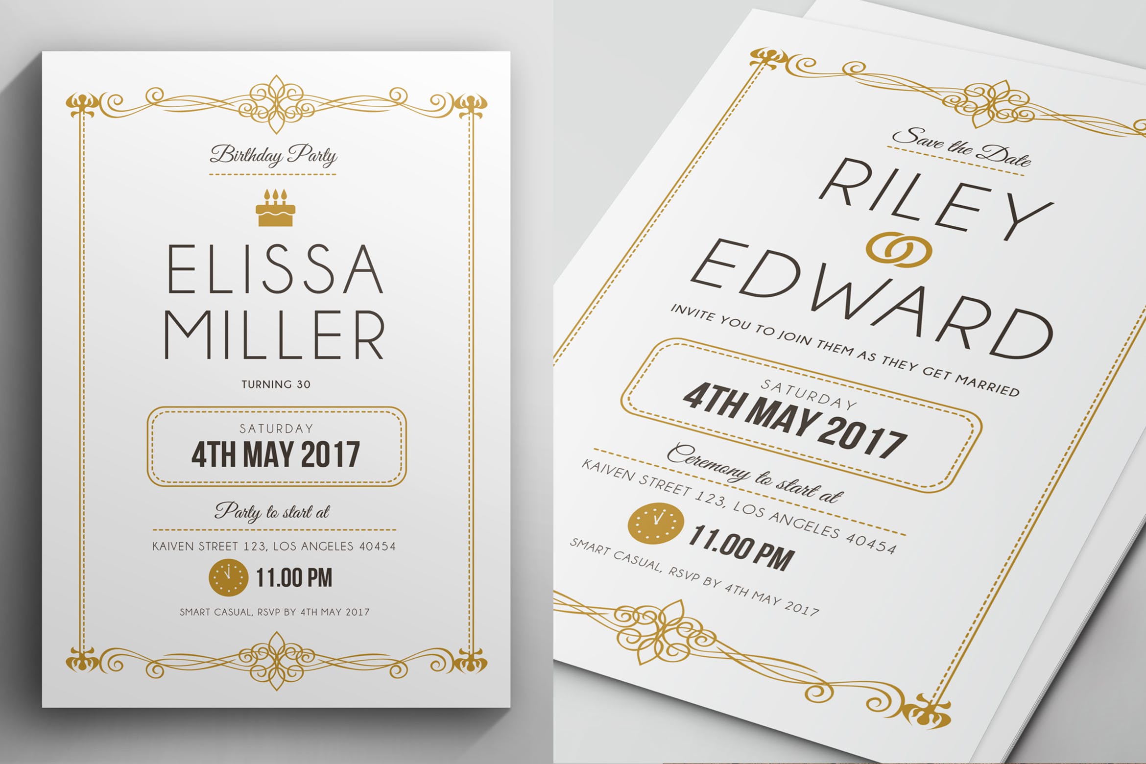 简约文字排版风格婚礼婚宴邀请函设计模板 Simple Elegant Invitation