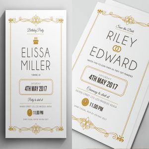 简约文字排版风格婚礼婚宴邀请函设计模板 Simple Elegant Invitation