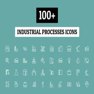 100+工业项目流程工具图标 100+ Industrial Processes Icons