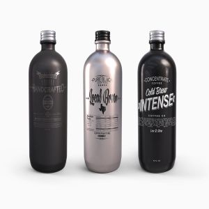 塑料金属啤酒圆瓶酒瓶外观设计样机模板 Plastic Metal Boston Round Bottles Mockup